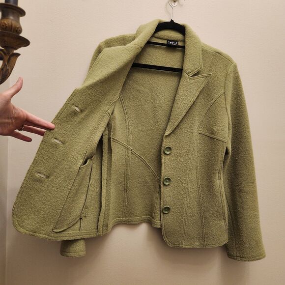 TRIBAL Brand 100% Wool Womens Olive Green Blazer Jacket Sz 6 Casual Business - Picture 3 of 8